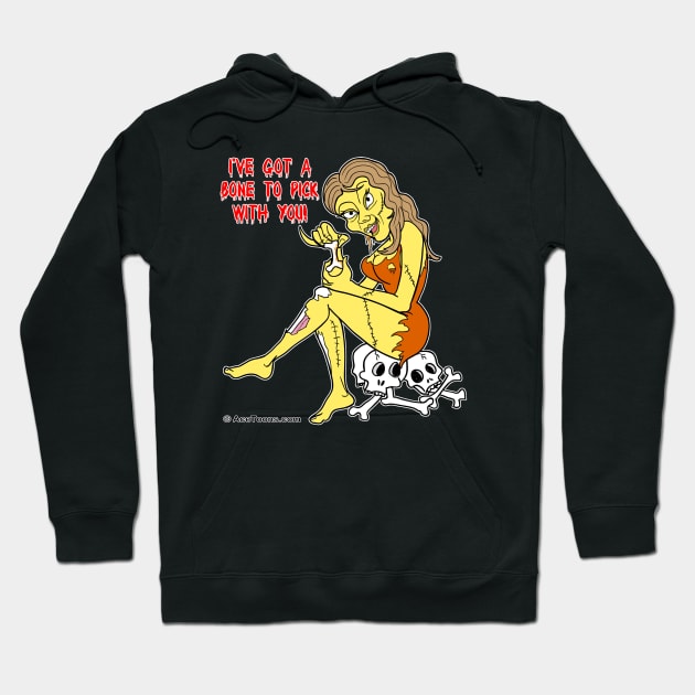 Sexy Zombie Picking Bones Hoodie by AceToons